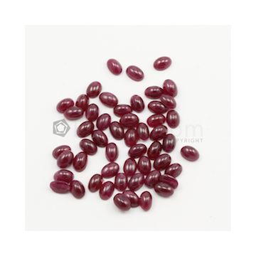 6 x 4 mm - Medium Red Ruby Oval Shape Cabochons - 52 pieces - 36.70 carats (RuCab1091)