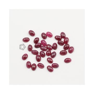 6 x 4 mm - Medium Red Ruby Oval Shape Cabochons - 31 pieces - 20.33 carats (RuCab1092)