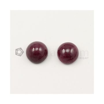 13 mm - Medium Red Ruby Round Shape Cabochons - 2 pieces - 26.61 carats (RuCab1114)