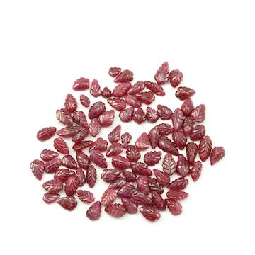 9 x 5.50 mm to 12.50 x 6 mm - Medium Red Ruby Leaf Shape Carving - 85 piece - 136.62 carats (RCar1008)