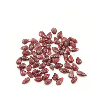 7 x 5 mm to 12.50 x 6 mm - Medium Red Ruby Leaf Shape Carving - 64 piece - 108.01 carats (RCar1009)