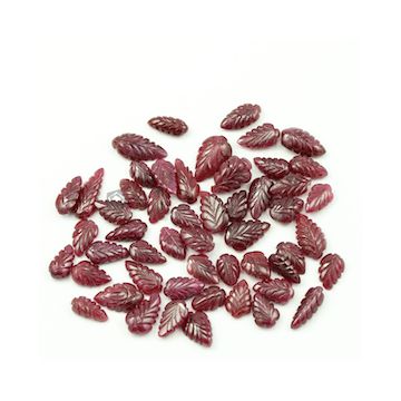 10.50 x 6.50 mm to 16 x 10 mm - Medium Red Ruby Leaf Shape Carving - 52 piece - 153.00 carats (RCar1010)