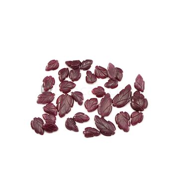 8 x 5.50 mm to 15.50 x 8.40 mm - Dark Red Ruby Leaf Shape Carving - 31 piece - 43.88 carats (RCar1012)