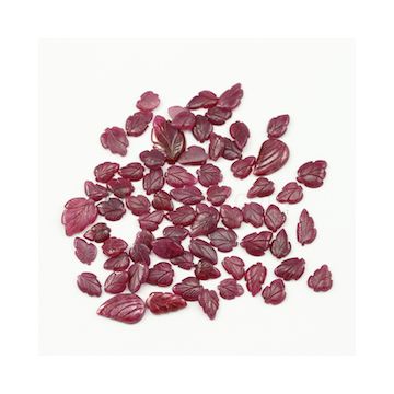 8.50 x 6 mm to 16.50 x 10 mm - Dark Red Ruby Leaf Shape Carving - 70 piece - 84.38 carats (RCar1013)