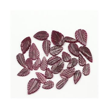 12.50 x 8.70 mm to 20.50 x 13.20 mm - Dark Red Ruby Leaf Shape Carving - 28 piece - 96.33 carats (RCar1015)