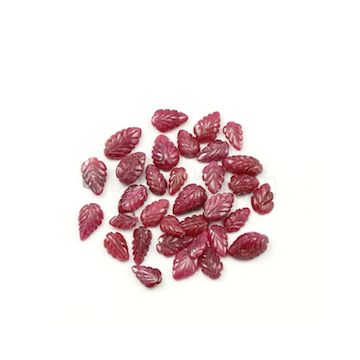 8.30 x 4.80 mm to 13 x 7.40 mm - Medium Red Ruby Leaf Shape Carving - 34 piece - 49.50 carats (RCar1016)