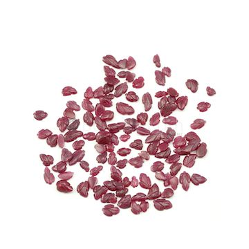 6 x 4 mm to 10 x 5 mm - Medium Red Ruby Leaf Shape Carving - 118 piece - 62.81 carats (RCar1018)