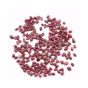 5.50 x 3.50 mm to 8.20 x 5.70 mm - Medium Red Ruby Leaf Shape Carving - 210 piece - 128.64 carats (RCar1020)