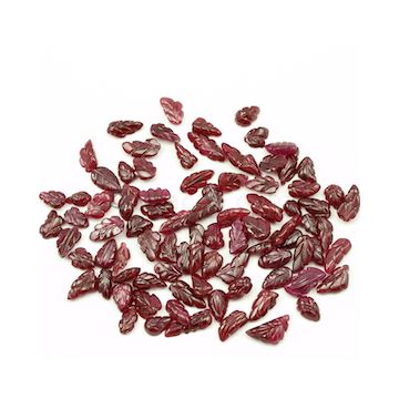 8 x 5 mm to 14 x 6 mm - Dark Red Ruby Leaf Shape Carving - 86 piece - 143.86 carats (RCar1022)