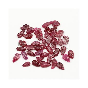 8 x 5.30 mm to 11 x 7 mm - Medium Red Ruby Leaf Shape Carving - 41 piece - 63.60 carats (RCar1023)