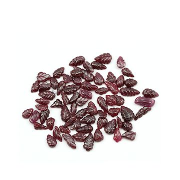 9 x 6.50 mm to 18.50 x 7 mm - Dark Red Ruby Leaf Shape Carving - 68 piece - 146.63 carats (RCar1026)