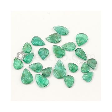 8.60 x 7 mm to 15.50 x 10 mm - Medium Green Emerald Carving - 21 pieces - 31.41 carats (EmCar1061)