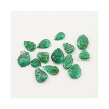 10 x 7 mm to 14.80 x 10 mm - Dark Green Emerald Carving - 14 pieces - 39.66 carats (EmCar1062)