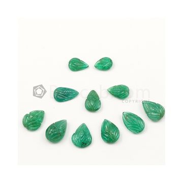 10 x 7 mm to 13 x 9.50 mm - Medium Green Emerald Carving - 11 pieces - 26.49 carats (EmCar1064)