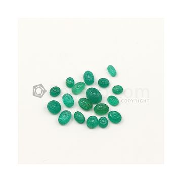 5.50 x 4.80 mm to 9 x 7 mm - Medium Green Emerald Carving - 8 pieces - 17.64 carats (EmCar1067)