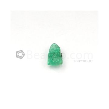 14 x 9 mm - Medium Green Emerald Carving - 1 piece - 6.26 carats (EmCar1078)