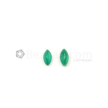11 x 5 mm - Medium Green Emerald Carving - 2 pieces - 2.74 carats (EmCar1079)