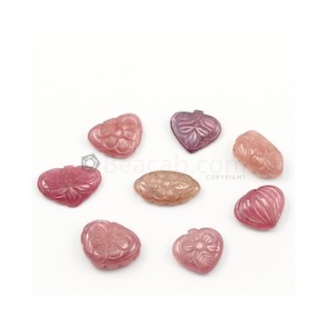 17.50 x 18.50 mm to 25 x 13 mm - Medium Tones Multi-Sapphire Heart Shape Carving - 8 pieces - 151.00 carats (MSCar1006)