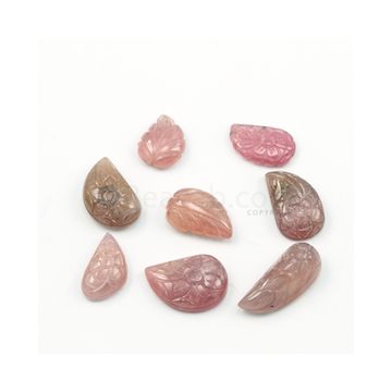 18 x 14 mm to 30 x 13 mm - Medium Tones Multi-Sapphire Teardrop Shape Carving - 8 pieces - 190.00 carats (MSCar1008)