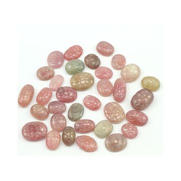 15.50 x 13.50 mm to 23 x 15 mm - Dark Tones Multi-Sapphire Oval Shape Carving - 33 pieces - 569.00 carats (MSCar1012)