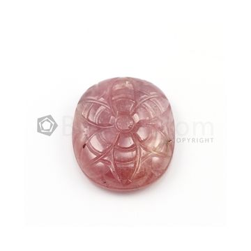 30 x 25 mm - Medium Peach Multi-Sapphire Oval Shape Carving - 1 piece - 79.00 carats (MSCar1040)