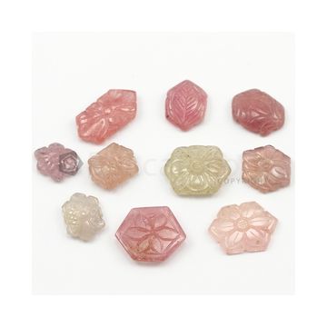 13 x 10 mm to 20 x 11 mm - Medium Tones Multi-Sapphire Hexagon Shape Carving - 10 pieces - 83.50 carats (MSCar1005)