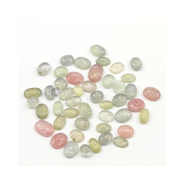 8.60 x 6.70 mm to 14 x 10 mm - Light Tones Multi-Sapphire Oval Shape Carving - 46 pieces - 174.50 carats (MSCar1010)