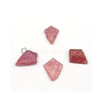 19 x 14 mm to 23 x 16.50 mm - Dark Tones Multi-Sapphire Kite Shape Carving - 4 pieces - 47.50 carats (MSCar1013)