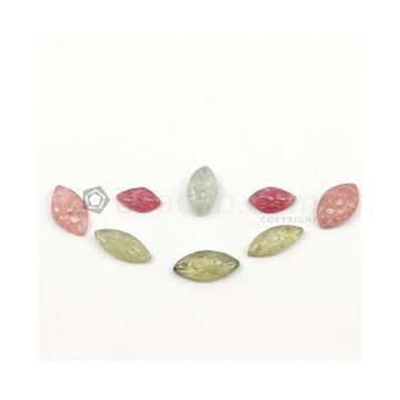 11.50 x 6.50 mm to 15.50 x 7.50 mm - Medium Tones Multi-Sapphire Marquise Shape Carving - 8 pieces - 23.50 carats (MSCar1014)