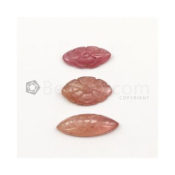 28 x 11 mm to 28 x 10 mm - Dark Tones Multi-Sapphire Marquise Shape Carving - 3 pieces - 37.50 carats (MSCar1021)