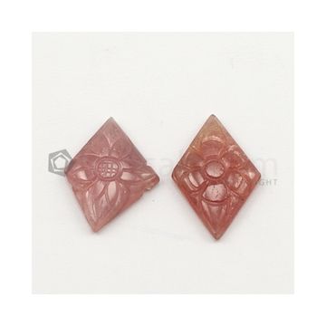 27 x 15 mm to 28 x 15 mm - Dark Tones Multi-Sapphire Diamond Shape Carving - 2 pieces - 20.95 carats (MSCar1022)