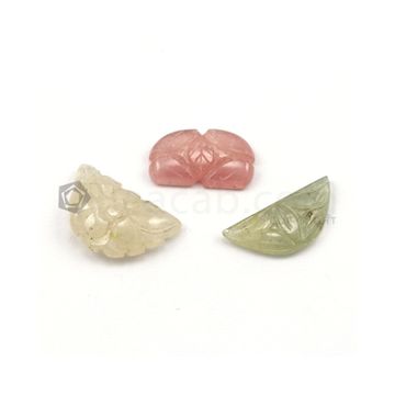 17 x 8 to 17 x 11 mm - Medium Tones Multi-Sapphire Crescent Shape Carving - 3 pieces - 16.80 carats (MSCar1026)