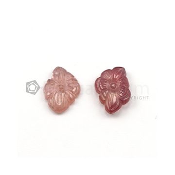 16 x 12 mm to 17 x 11 mm - Dark Purple Multi-Sapphire Flower Shape Carving - 2 pieces - 14.34 carats (MSCar1028)
