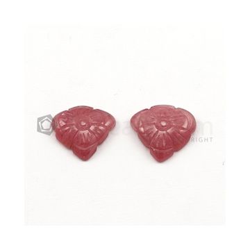 13 x 14 mm - Dark Pink Multi-Sapphire Triangle Shape Carving - 2 pieces - 13.00 carats (MSCar1029)