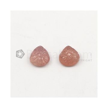 11.30 x 10.50 mm - Medium Peach Multi-Sapphire Pear Shape Carving - 2 pieces - 10.43 carats (MSCar1030)
