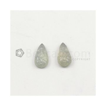 14 x 7.30 mm to 13.80 x 7.40 mm - Light Blue Multi-Sapphire Pear Shape Carving - 2 pieces - 7.77 carats (MSCar1031)