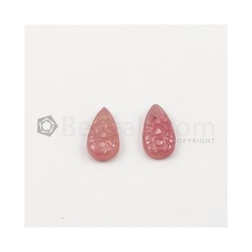 12.70 x 7.20 mm to 13 x 7.20 mm - Medium Pink Multi-Sapphire Pear Shape Carving - 2 pieces - 6.21 carats (MSCar1034)