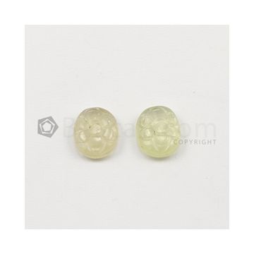 12 x 9.60 mm - Medium Yellow Multi-Sapphire Oval Shape Carving - 2 pieces - 10.31 carats (MSCar1036)