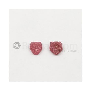 8 x 7.50 mm - Medium Red Multi-Sapphire Shield Shape Carving - 2 pieces - 3.92 carats (MSCar1037)