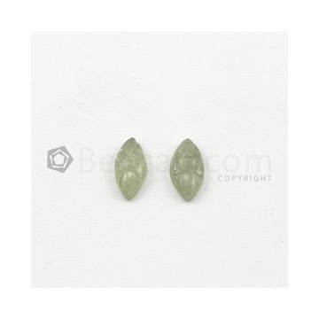11.70 x 6 mm, 11.60 x 6 mm - Medium Green Multi-Sapphire Marquise Shape Carving - 2 pieces - 4.44 carats (MSCar1038)
