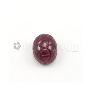 18.50 x 14.80 mm - Dark Purple Tourmaline Oval Shape Carving - 1 piece - 35.00 carats (ToCarv1039)
