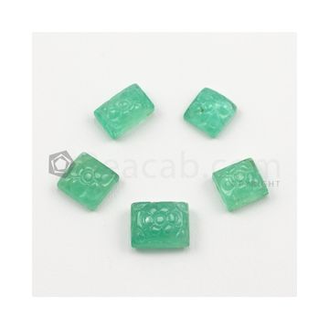 8.80 x 8.80 mm to 12 x 9.50 mm - Medium Green Emerald Carving - 2 pieces - 7.20 carats (EmCar1087)