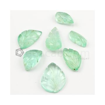 16 x 9 mm to 24 x 8 mm - Light Green Emerald Carving - 5 pieces - 41.94 carats (EmCar1089)