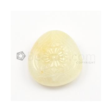 31 x 29 mm - Light Yellow Yellow Sapphire Pear Shape Carving - 1 piece - 100.00 carats (YSCar1011)