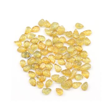 8 x 5 mm to 9 x 6 mm - Dark Yellow Yellow Sapphire Leaf Shape Carving - 78 pieces - 113.50 carats (YSCar1012)
