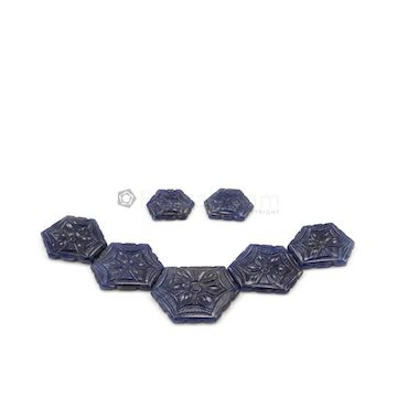 16.50 x 11.70 mm to 27 x 20 mm - Dark Blue Sapphire Hexagon Shape - 7 Pieces - 95.14 carats (SCar1081)