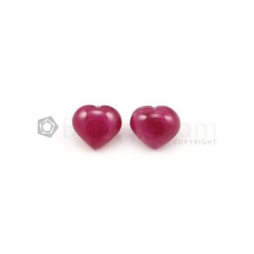 10.70 x 11.50 mm to 10.30 x 11.90 mm - Medium Red Unheated Ruby Heart Shape - 2 Pieces - 13.84 carats (RuCab1115)