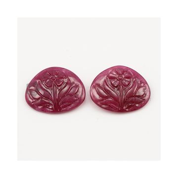 24.50 x 21 mm - Medium Red Unheated Ruby Flower Shape - 2 Pieces - 44.34 carats (RCar1036)