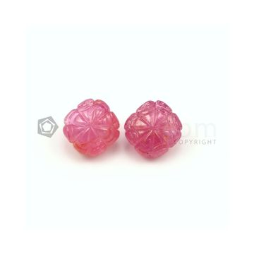 15.50 x 15.20 mm to 15.70 x 15.10 mm - Medium Pink Unheated Pink Sapphire Carving Shape - 2 Pieces - 47.88 carats (PSCar1001)