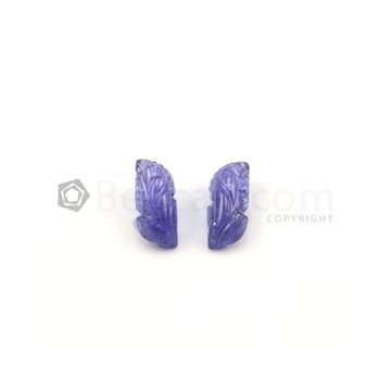 14.90 x 6.50 mm to 14.60 x 6.30 mm - Medium Violet Unheated Tanzanite Leaf Shape - 2 Pieces - 7.79 carats (TzCar1001)